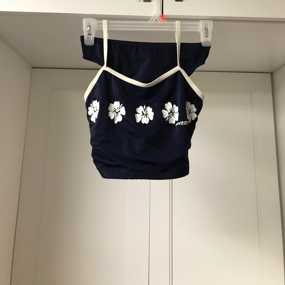 Roots Swim NWT Girls 2 Piece Tankini Swimsuit US 14 Navy  Blue